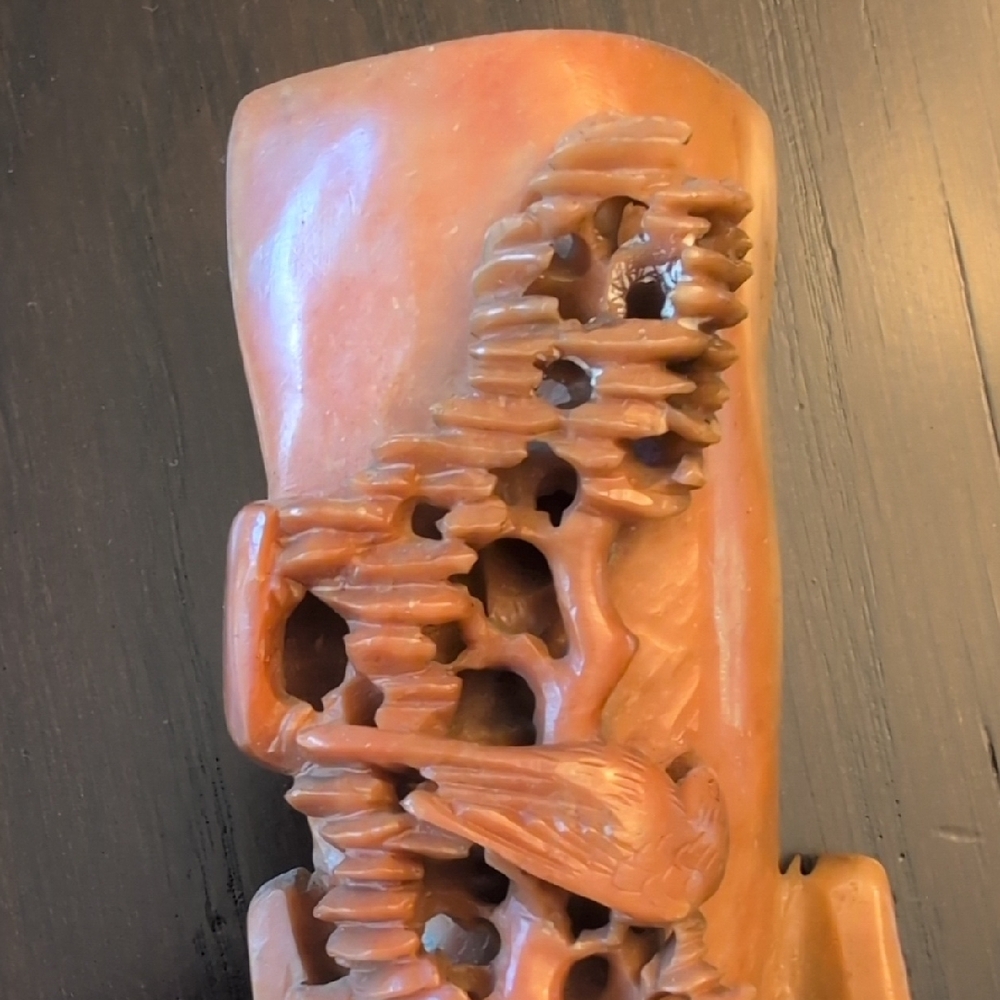 Vintage Artistic Brown/Salmon and Tan Soapstone Sculpture - Picture 11 of 16